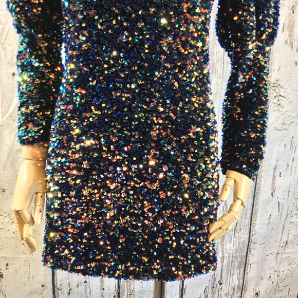 Zara Puff Sleeve Sequins Mini Dress SMALL EUC - Picture 6 of 14